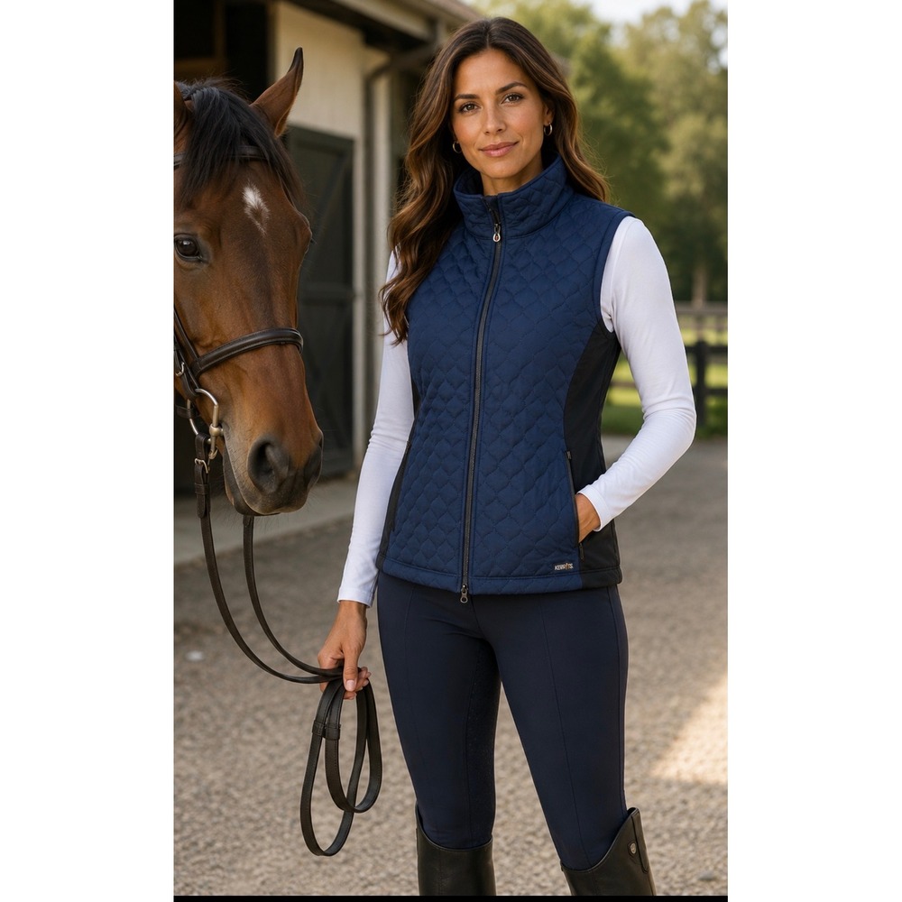 Kerrits Acclimate Quilted Equestrian Riding Vest‎ Blue Black Size 1X